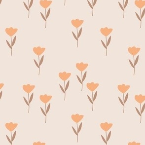 Little springtime tulips - vintage minimalist boho tulip garden design orange caramel on sand blush