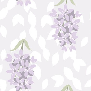 Lilac & White Leaves On Light Grey // Regency Little Girl // JUMBO