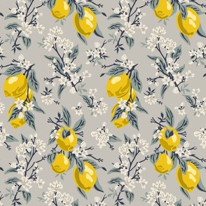 Custom - Lemons NO BEES - Bright Yellow - Grey Background - Medium