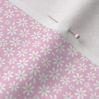 Scandinavian ditsy flowers - minimalist nineties summer little tiny blossom daisies white lime on pink
