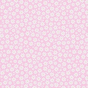 Scandinavian ditsy flowers - minimalist nineties summer little tiny blossom daisies white lime on pink