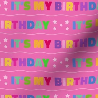 Its My Birthday STRIPES Rainbow Light Pink Background Its My Birthday