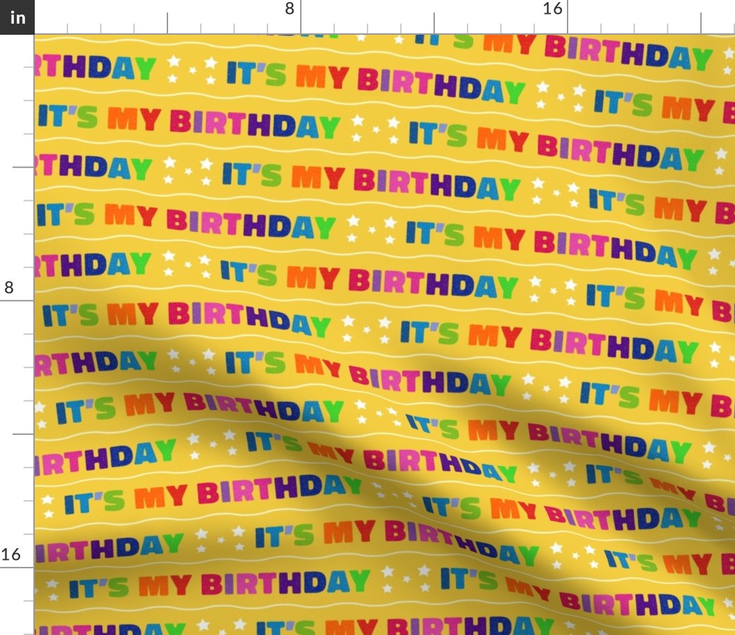 Its My Birthday STRIPES Rainbow Yellow Background Its My Birthday