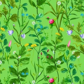Wildflowers on Lime Green
