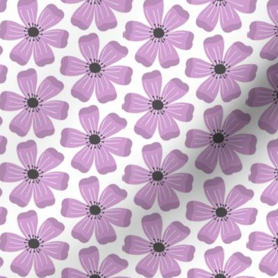 Purple Floral // Purple Flower Fabric, MEDIUM scale 