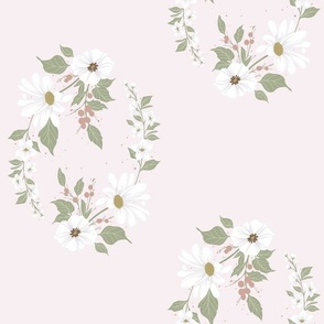 Vintage White Flowers on Light Pink // Regency Little Girl // JUMBO