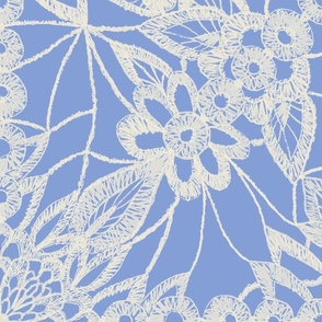 oversized lace print on periwinkle blue by rysunki_malunki