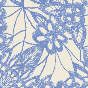 oversized blue lace on off white by rysunki_malunki