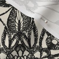 black hand drawn lace on off white by rysunki_malunki