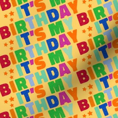  Its My Birthday Fabric, Its My Birthday Fabric Yellow, Birthday Fabric