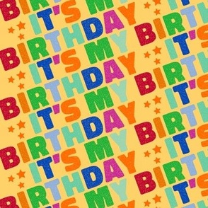  Its My Birthday Fabric, Its My Birthday Fabric Yellow, Birthday Fabric