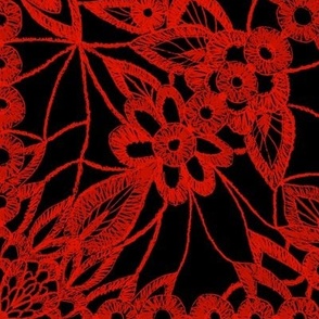 red lace print on black by rysunki_malunki