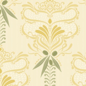 Italian Olives Damask on Sunny Citrus Yellow - XL