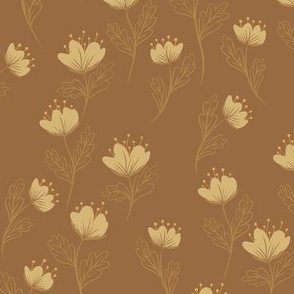 Sketched Floral-Brown, Neutral Flowers, Brown and tan, brown and gold, floral decor, floral wallpaper, floral fabric, flowers decor, flowers wallpaper, flowers fabric, neutral floral, neutral flowers, hand drawn design, hand drawn floral, farmhouse decor,