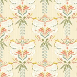 Italian Olives Damask in Summer Colors on Yellow - Large