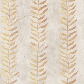 Gold Leaf on Alabaster, Botanical Block Print (large scale) | Leaf pattern fabric from original block print, gold and marble, palazzo interior, block printed plant fabric, renaissance decor, warm neutrals.