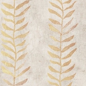 Gold Leaf on Alabaster, Botanical Block Print (xl scale) | Leaf pattern fabric from original block print, gold and marble, palazzo interior, block printed plant fabric, renaissance decor, warm neutrals.