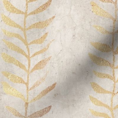 Gold Leaf on Alabaster, Botanical Block Print (xxl scale) | Leaf pattern fabric from original block print, gold and marble, palazzo interior, block printed plant fabric, renaissance decor, warm neutrals.