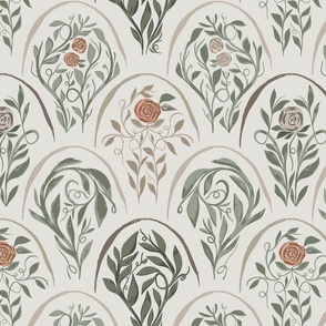 Rustic Tuscan Villa Floral (16" Fabric / 12" Wallpaper)