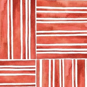 Watercolour Block Stripes Red Large