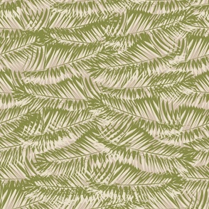 Green Palm Leaves green and beige horizontal