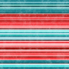 Large Scale Serape Stripes in Aqua Blue and Cherry Pink