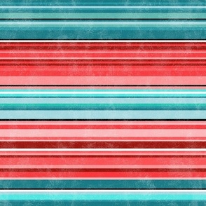 Medium Scale Serape Stripes in Aqua Blue and Cherry Pink