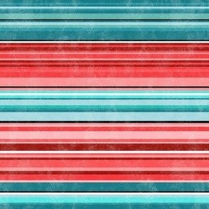 Small Scale Serape Stripes in Aqua Blue and Cherry Pink