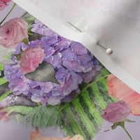 4x6-Inch-Repeat of Victorian Cottage Cutting Garden on Light Lavender-Gray Background