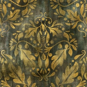 Worn damask, aged and faded tapestry