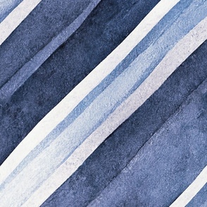 Diagonal Watercolor Stripes In Shades of Blue