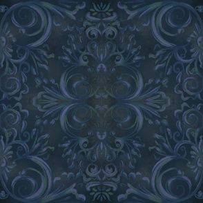 Dark Blue Damask 