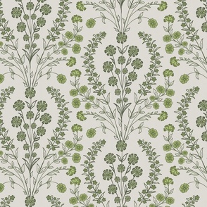 Italian Villa Floral, olive green 