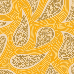boho mustard paisley wallpaper