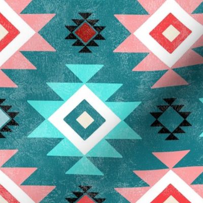 Small Scale Aztec Geometric on Turquoise