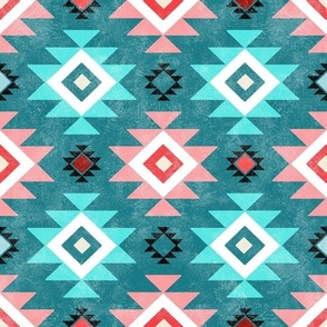 Small Scale Aztec Geometric on Turquoise