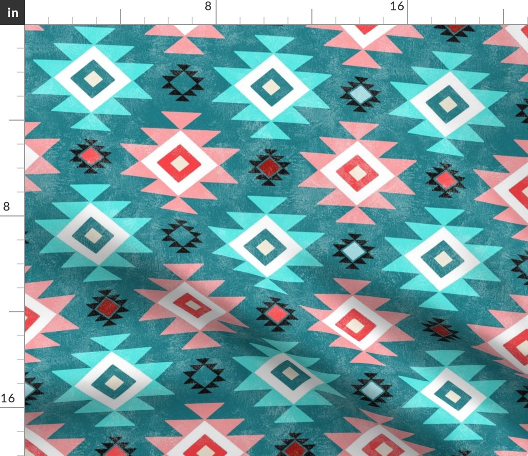 Small Scale Aztec Geometric on Turquoise