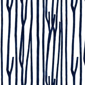 "Simple Modern Trees"  design is line style trees with colors navy and white