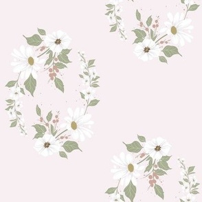 Vintage White Flowers on Light Pink // Regency Little Girl // Medium