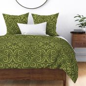 Olive and Sage Green Villa Block Print by Angel Gerardo - Jumbo Scale