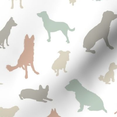 Dog Breed Silhouettes - Muted Colors, Large Scale