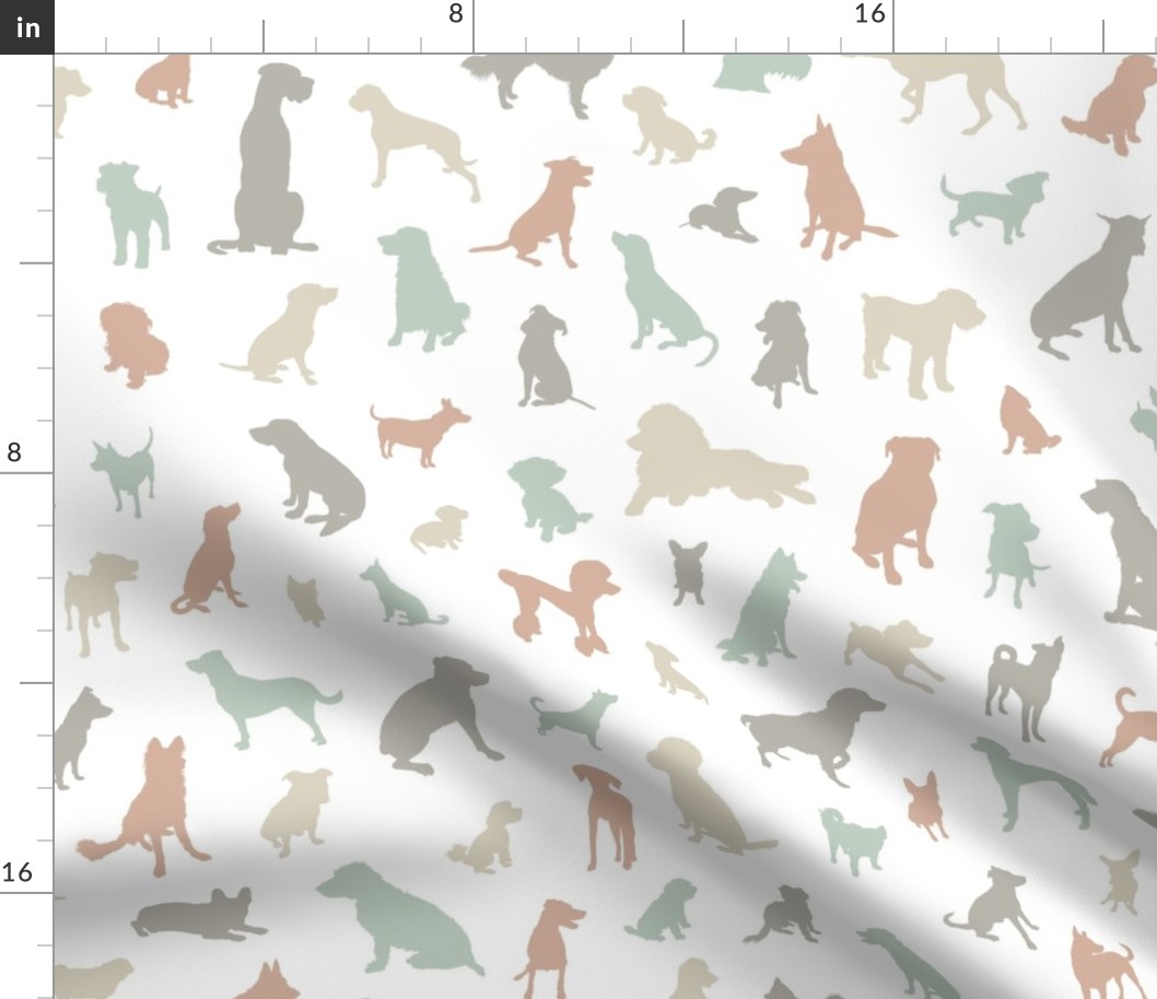 Dog Breed Silhouettes - Muted Colors, Large Scale