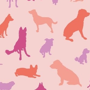 Dog Breed Silhouettes - Pink, Large Scale