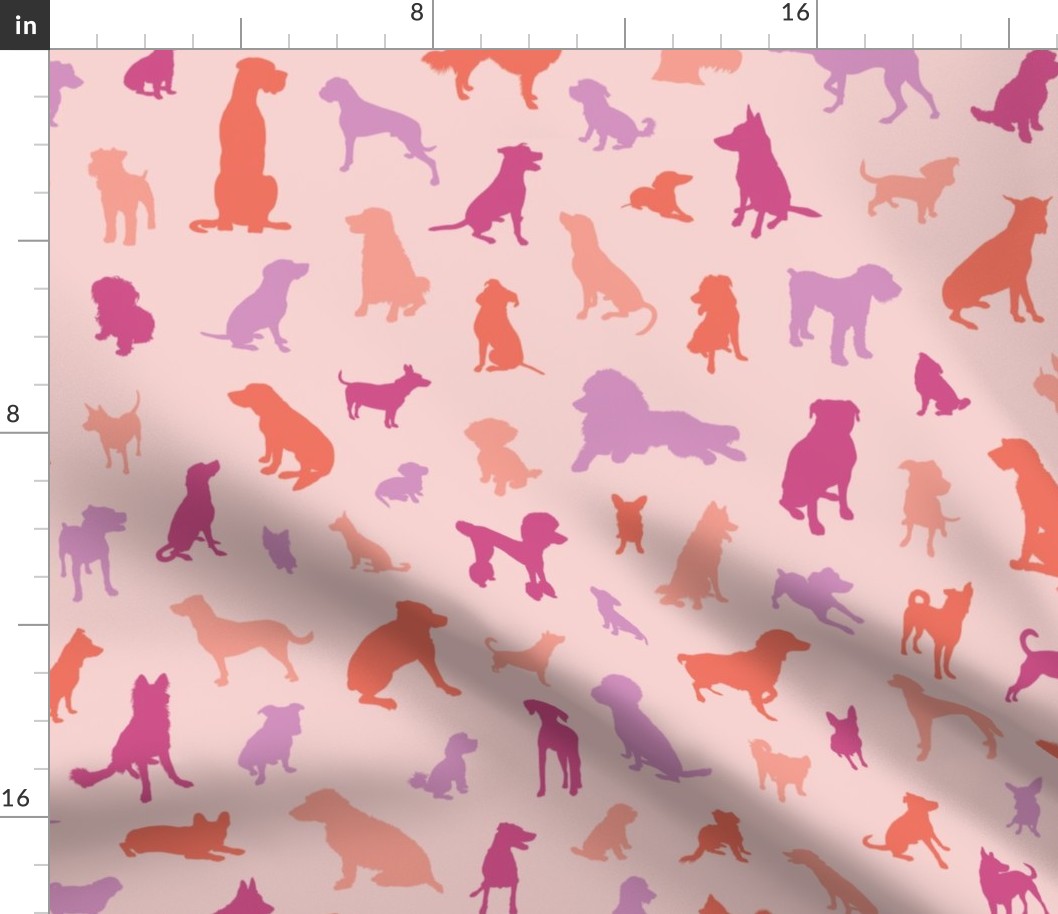 Dog Breed Silhouettes - Pink, Large Scale