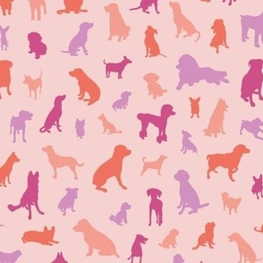 Dog Breed Silhouettes - Pink, Medium Scale