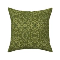 Olive and Sage Green Villa Block Print by Angel Gerardo