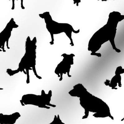 Dog Breed Silhouettes - BW, Large Scale