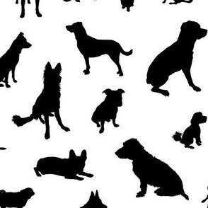 Dog Breed Silhouettes - BW, Large Scale