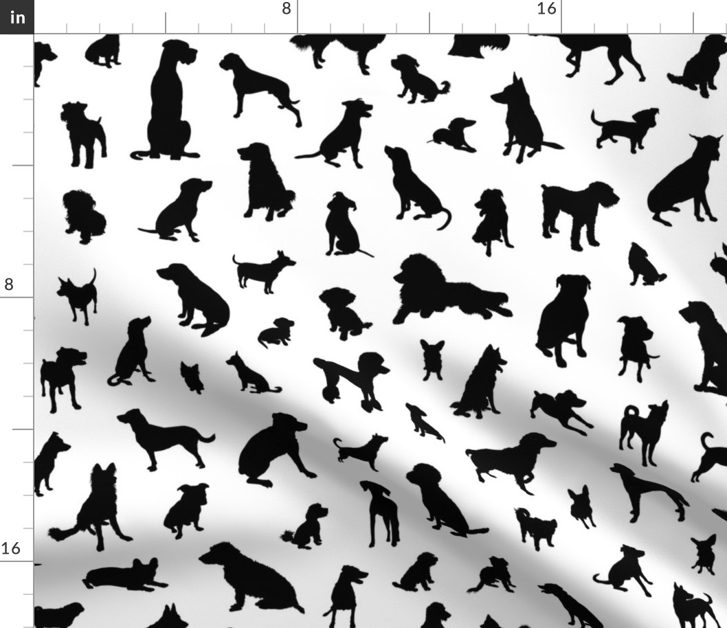 Dog Breed Silhouettes - BW, Large Scale