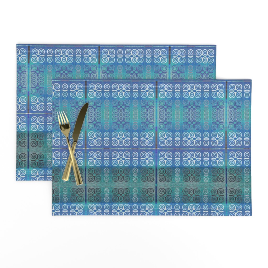 Ikat Adinkra Primitive in Blue